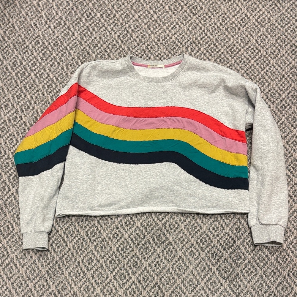 Marine Layer Gray Sweatshirt with Rainbow stripe